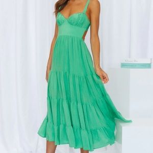 Hello Molly Freshly Brewed Midi Dress Green
